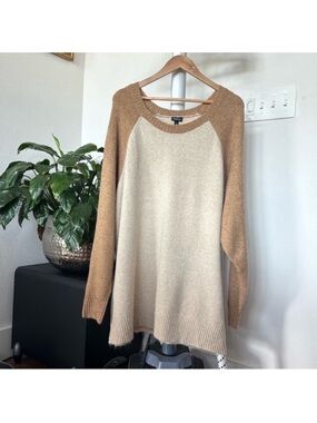 Torrid Knit Sweater Sz 4X Tan Beige Crew Long Sleeves Neutral Soft